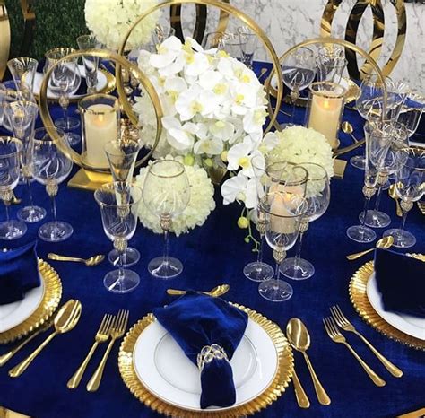 gold and navy party decorations|navy blue and gold decorations.